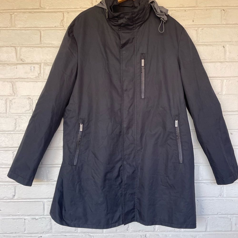 Armani Collezioni Men's Black Hooded Rain Windbreaker Jacket